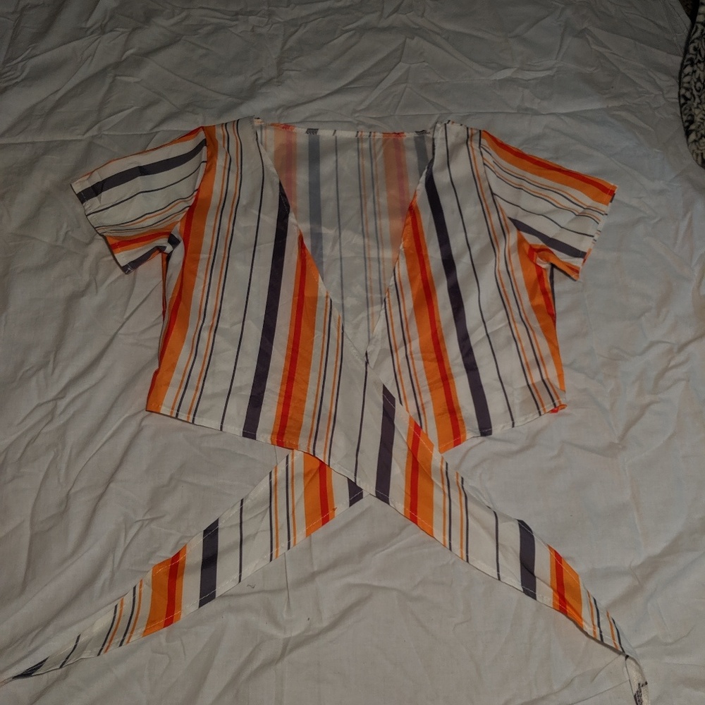 Striped Knot Hem Blouse